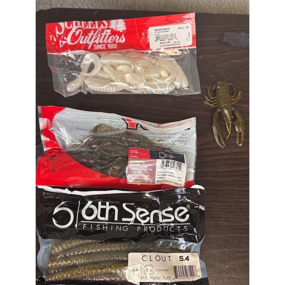 Megabass Sleeper Craw 6th Sense Clout YUM Scheels Soft Plastic Fishing Lot